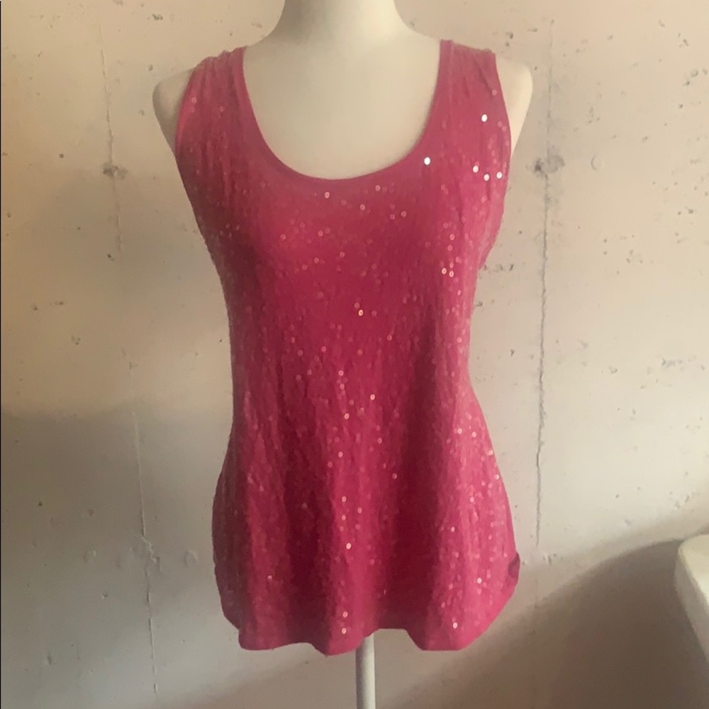 Pink sequence tank top